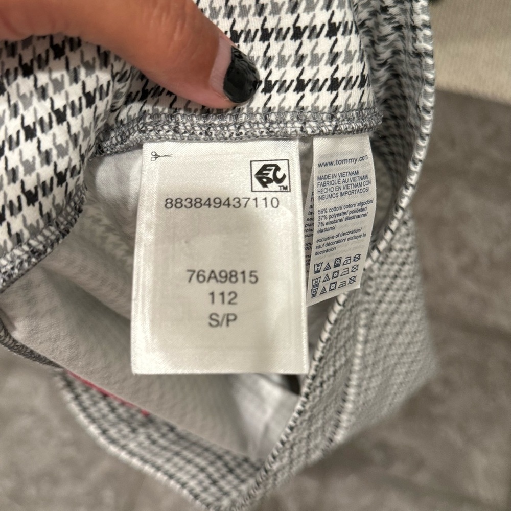 Tommy Hilfiger Sport Womens Size Small White Houndstooth Leggings Ankle Stretch - Picture 7 of 7